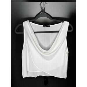 NEW Krisa from Revolve White Cowl Neck Sleeveless Crop Top Size XS Retail $99